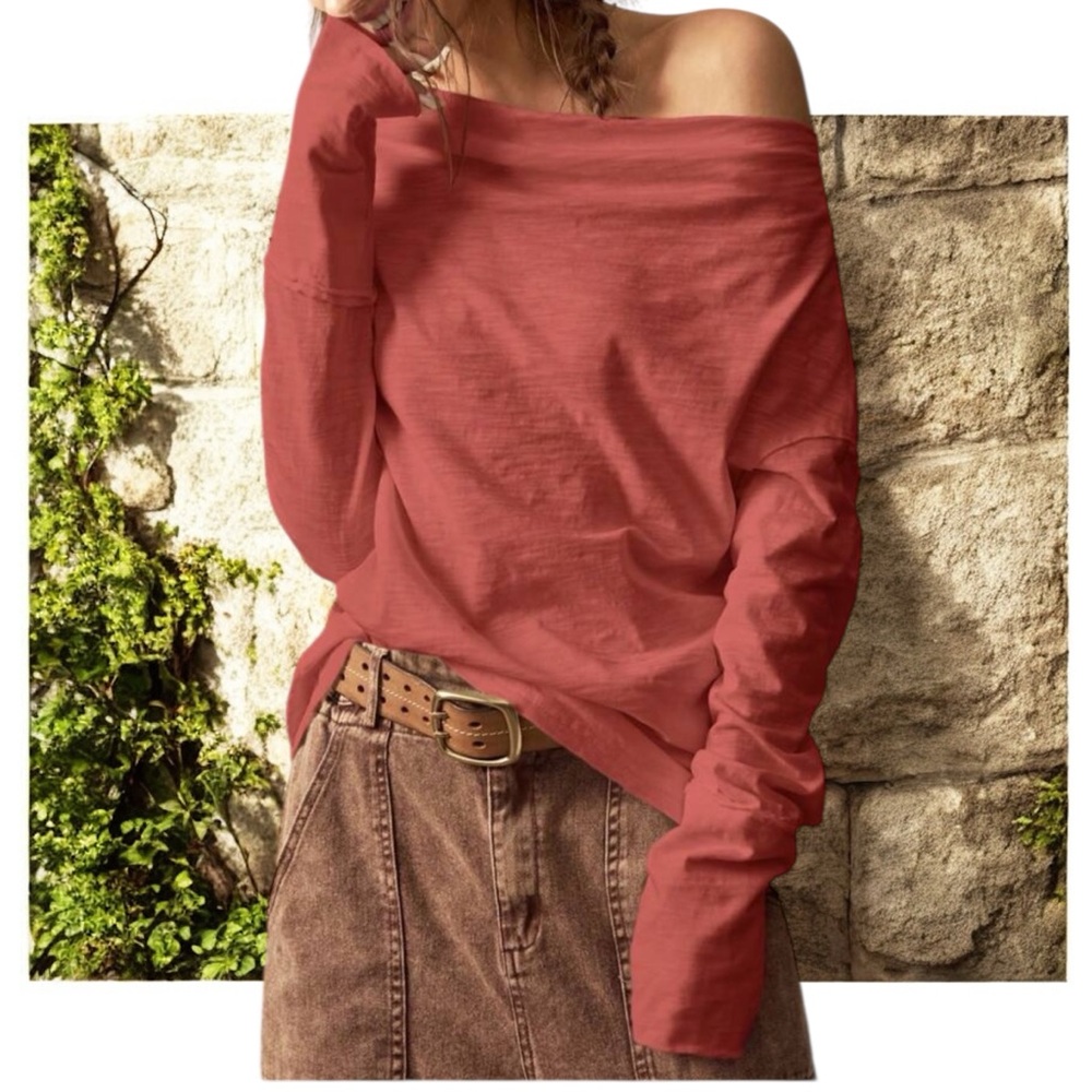 NWT  💯 % Cotton Long Sleeve Red Top